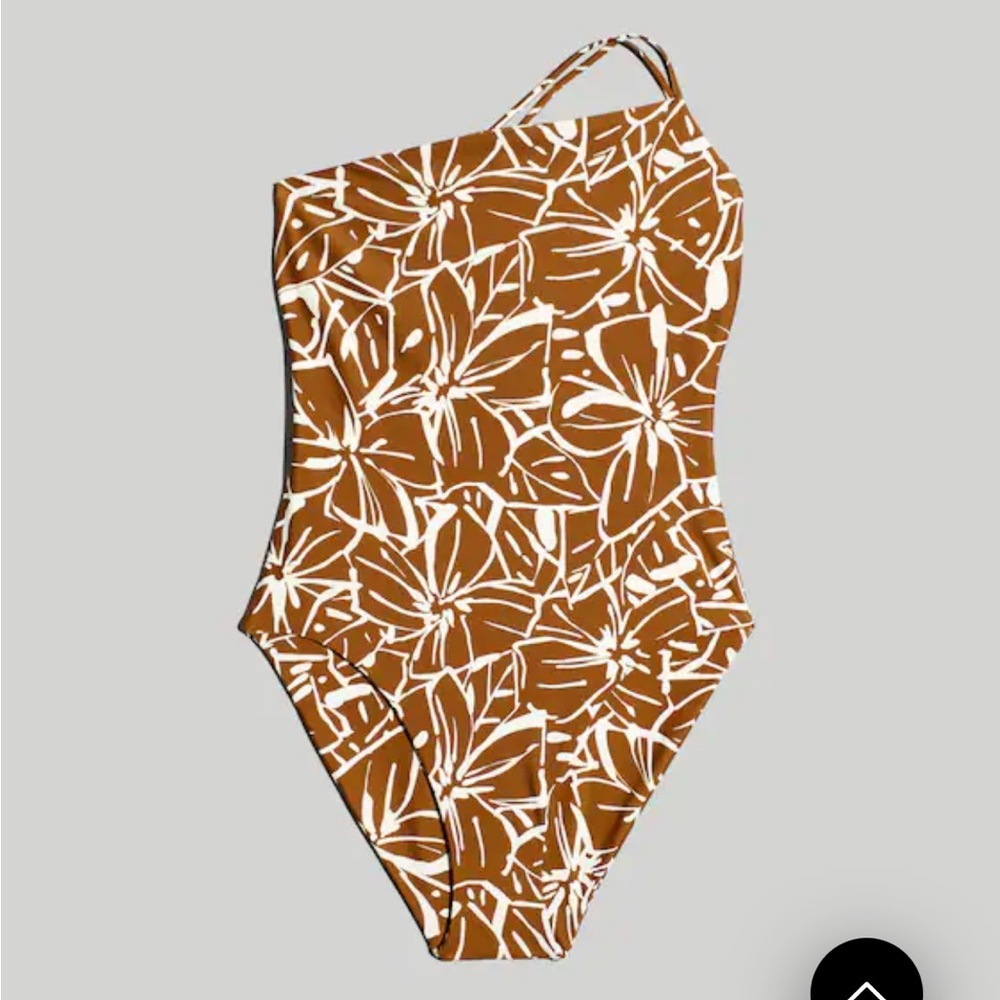🤎☀️NWOT☀️🤎Double strap one-shoulder one piece swimsuit in Flora Sepia - sold out